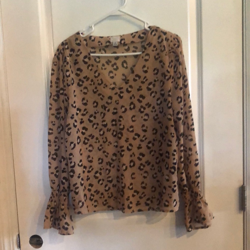 Women’s sheer leopard print top